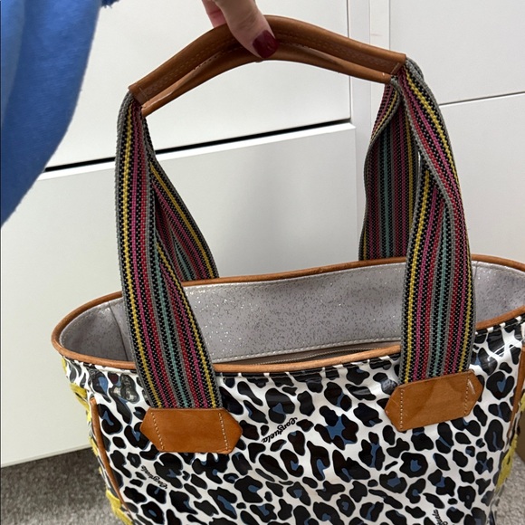 Consuela Leopard Print Tote with Yellow Floral Embroidery - Picture 3 of 10